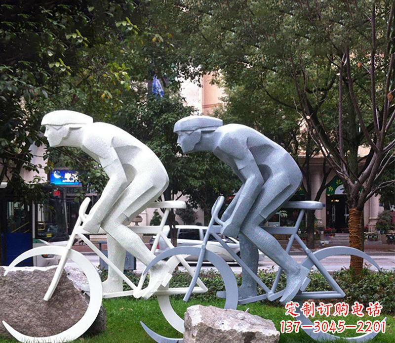 泉州公园不锈钢骑自行车摆件雕塑