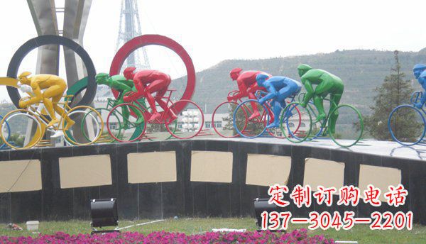 泉州品味传统,扬帆未来——不锈钢骑自行车雕塑