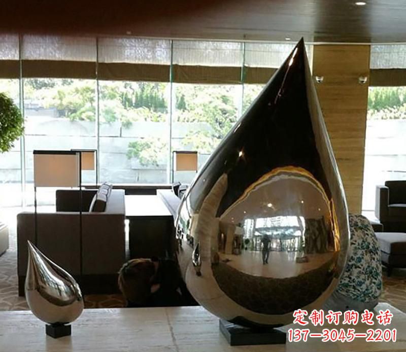 泉州公园不锈钢水滴球景观雕塑
