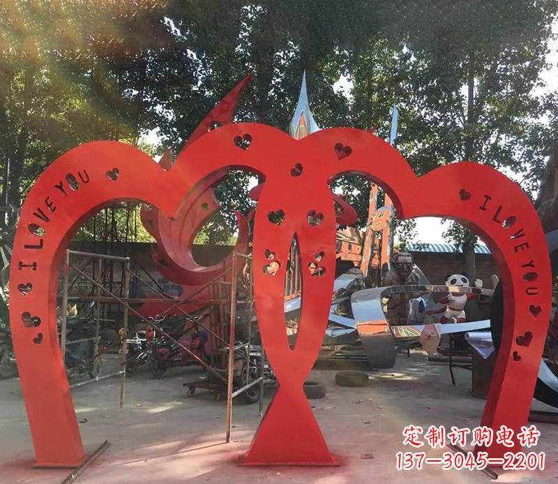泉州中领雕塑新款不锈钢心形拱门雕塑