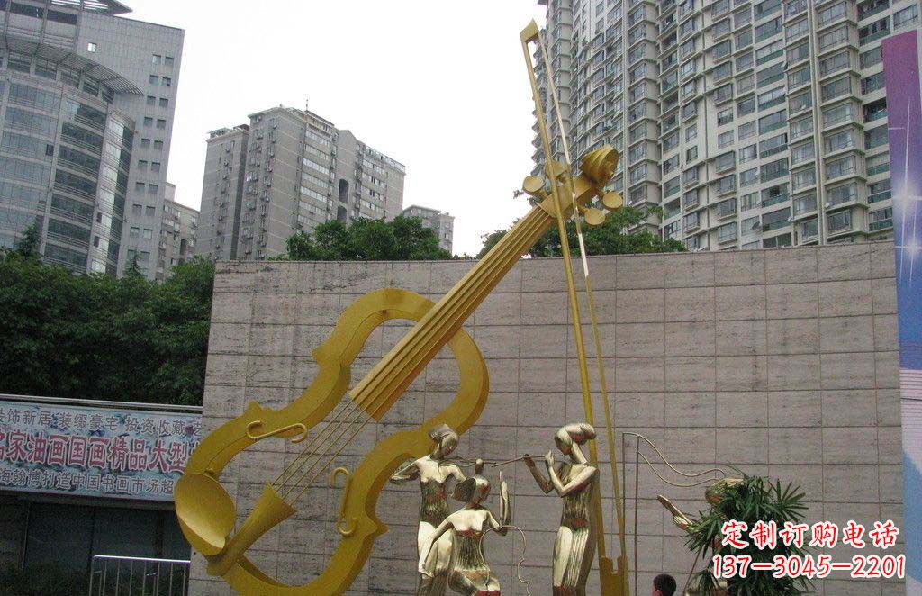泉州公园不锈钢演奏人物大提琴雕塑