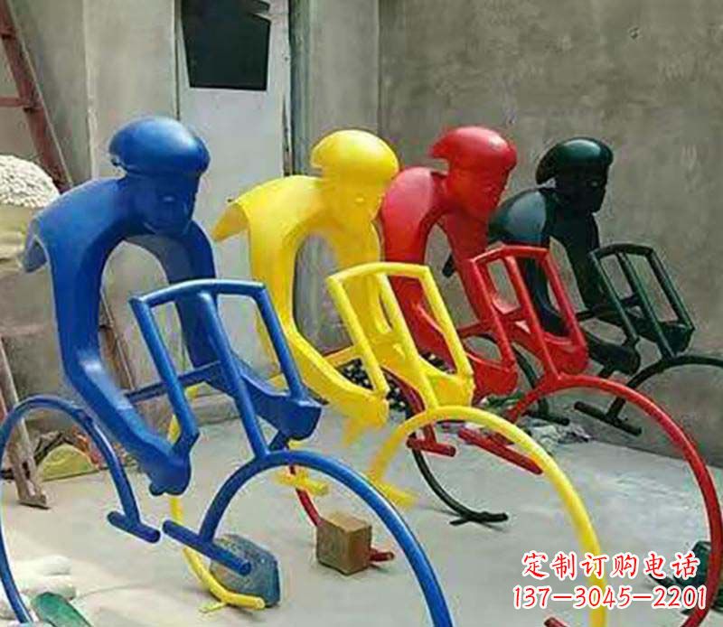 泉州不锈钢自行车运动人物景观雕塑
