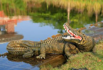 泉州金钱鳄鱼雕塑改善湿地公园水景的绝佳装饰