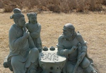 泉州公园八仙下棋小品铜雕