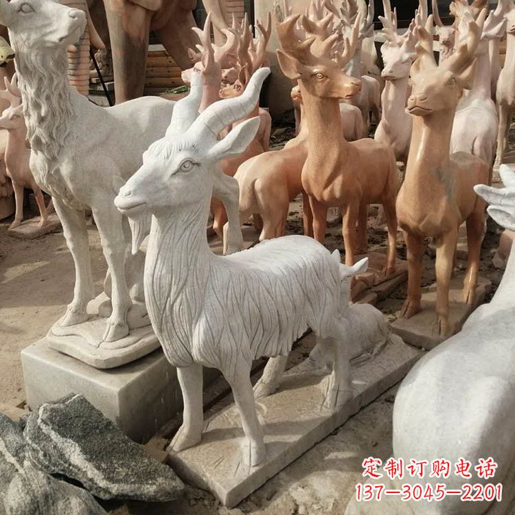 泉州公园草坪动物摆件石雕羊