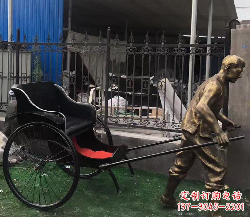 泉州欣赏精美的手工雕刻车夫青铜雕塑