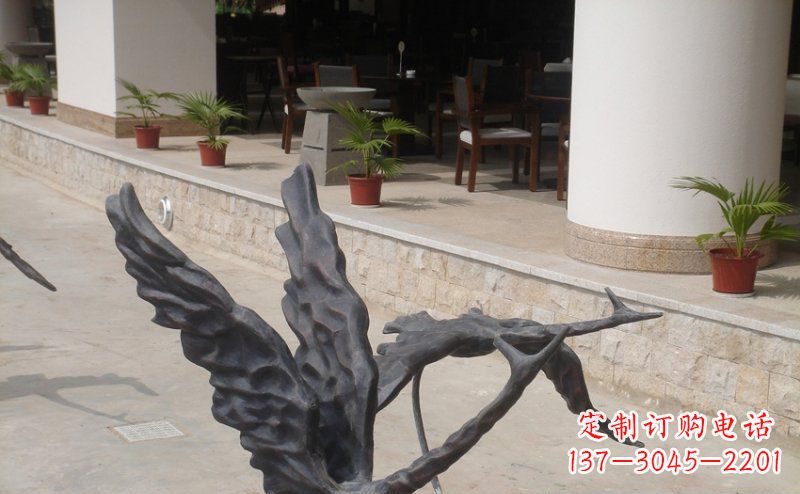 泉州公园抽象大雁动物铜雕