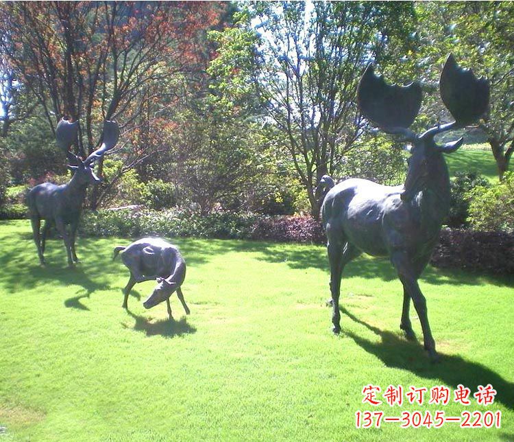 泉州公园大角鹿铜雕
