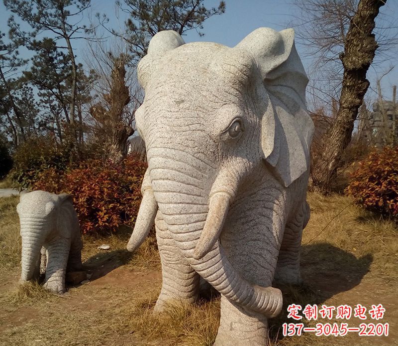 泉州公园大理石大象动物石雕 (2)
