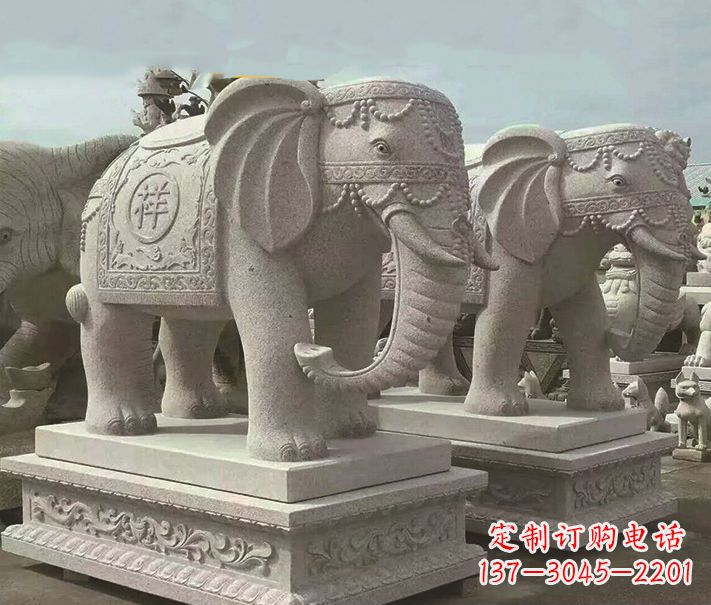 泉州公园大理石大象动物石雕 (3)