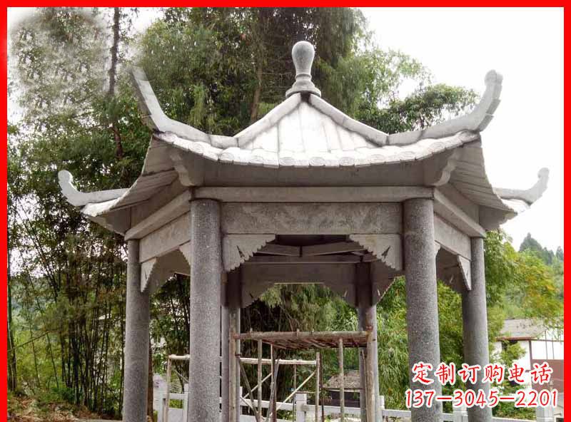泉州公园大理石六角凉亭石雕