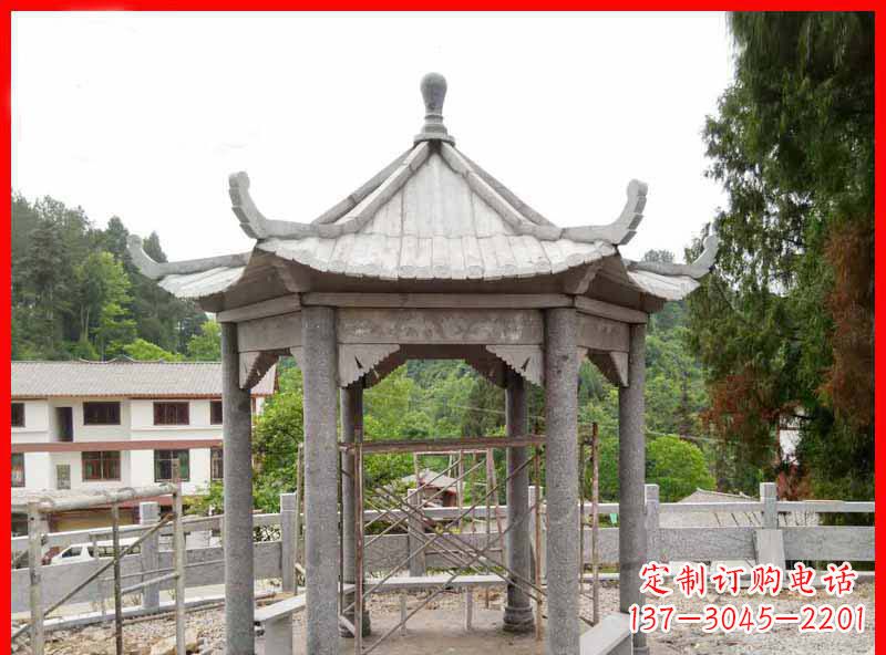 泉州公园大理石六角石雕凉亭
