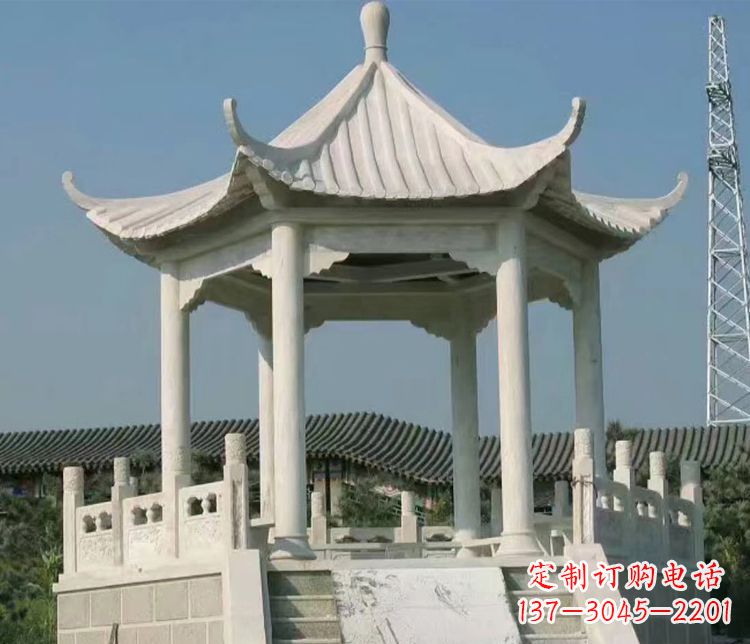 泉州公园大理石六角石雕凉亭 (3)