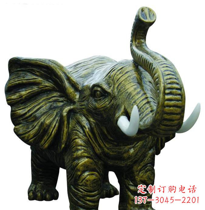 泉州公园大象动物铜雕