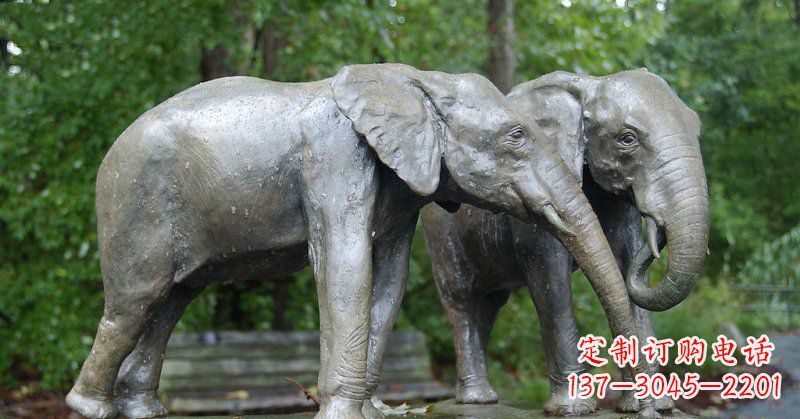 泉州公园大象动物铜雕 (2)