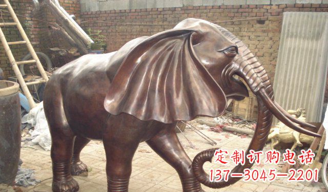 泉州精美细腻的铸铜大象雕塑