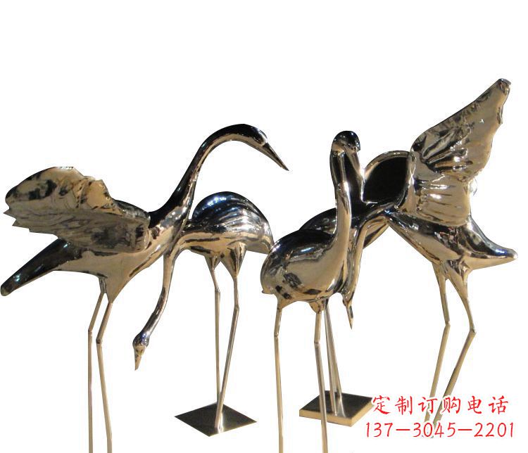 泉州三角中国领雕塑不锈钢仙鹤雕塑