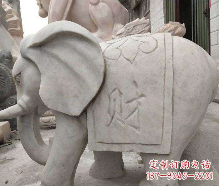 泉州公园动物大理石大象石雕 (2)