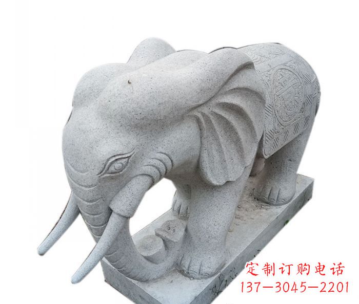 泉州公园动物大理石大象石雕摆件
