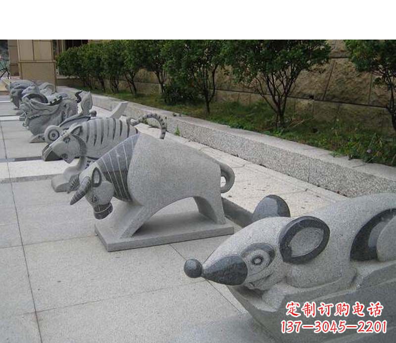 泉州公园动物雕塑十二生肖石雕