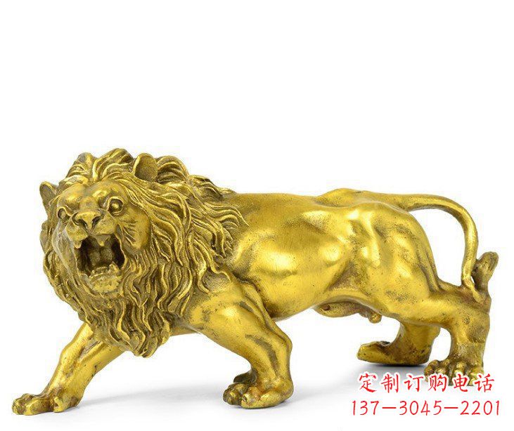 泉州公园动物黄铜鎏金狮子铜雕塑