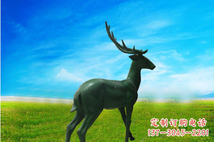 泉州公园动物梅花鹿铜雕