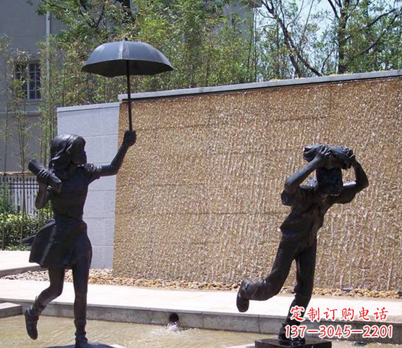 泉州抗风雨小男孩铜雕