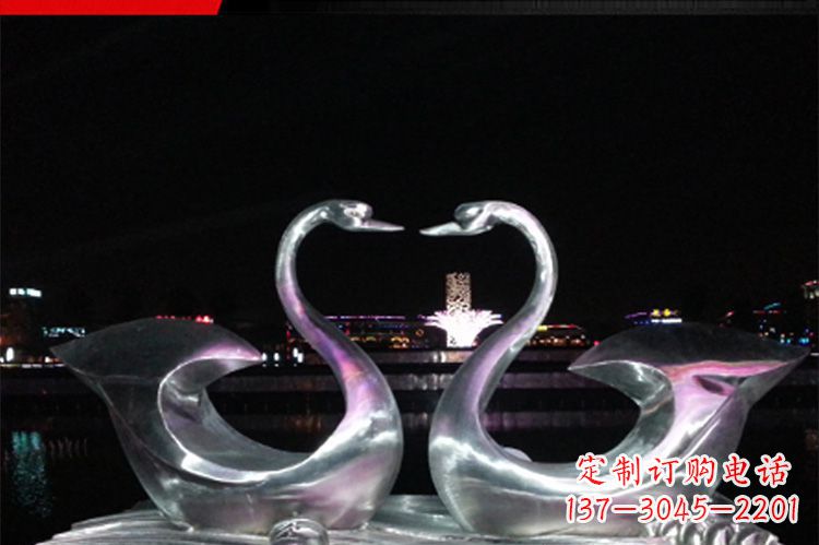 泉州公园仿真不锈钢仙鹤雕塑