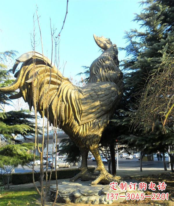 泉州公园公鸡动物铜雕