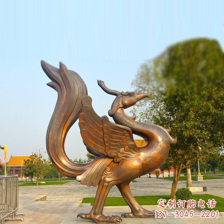 泉州公园广场四灵之朱雀纯铜铸造雕塑