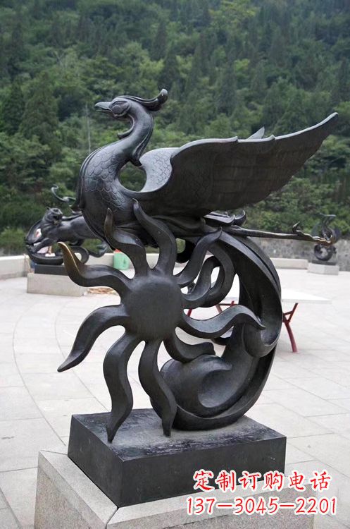 泉州公园广场天之四灵朱雀神鸟铜雕摆件