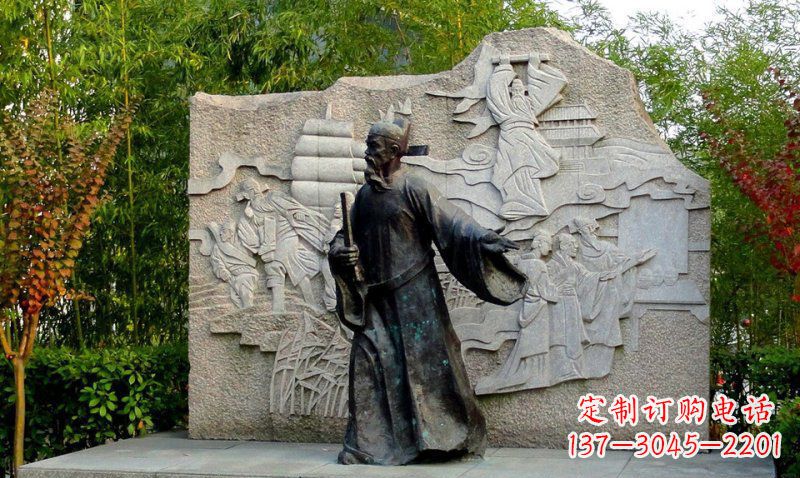 泉州公园海瑞古代名人人物铜雕