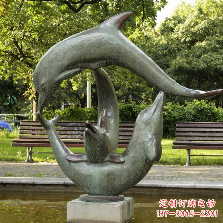 泉州公园海豚水景景观铜雕喷泉