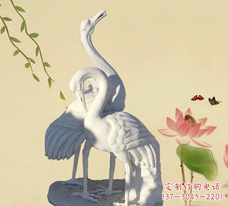 泉州公园汉白玉仙鹤石雕
