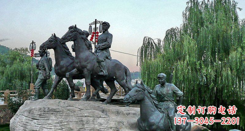 泉州公园红军骑马景观铜雕