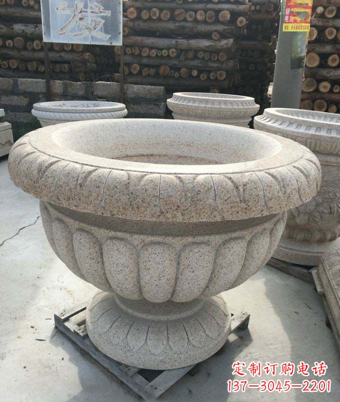 泉州公园景观大理石花盆石雕 (2)