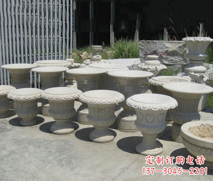 泉州公园景观大理石花盆石雕 (6)