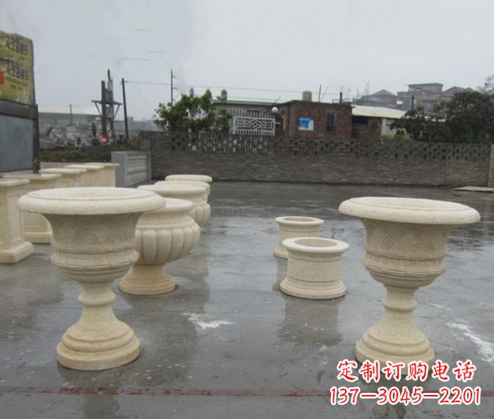 泉州公园景观大理石花盆石雕 (8)