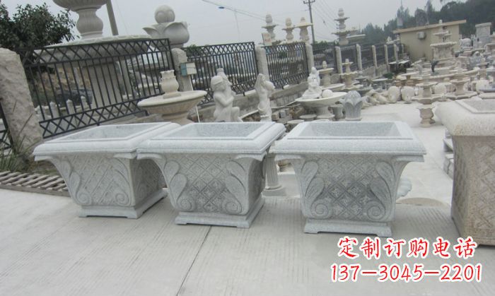 泉州公园景观大理石花盆石雕 (10)