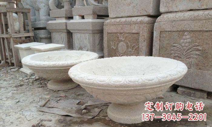 泉州公园景观大理石花盆石雕