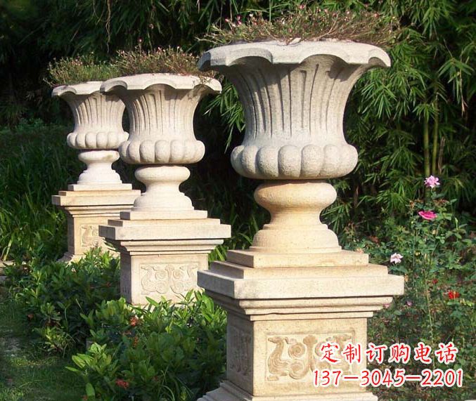 泉州公园景观大理石花盆石雕_1