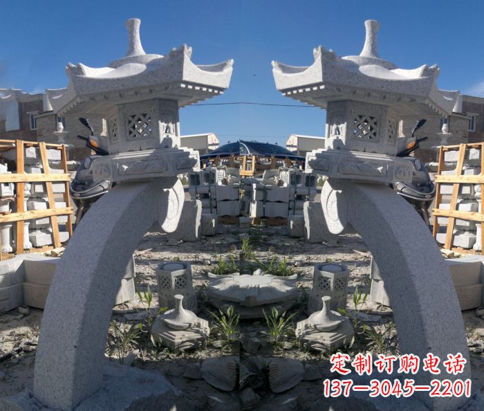 泉州精美大理石镂空石灯雕塑
