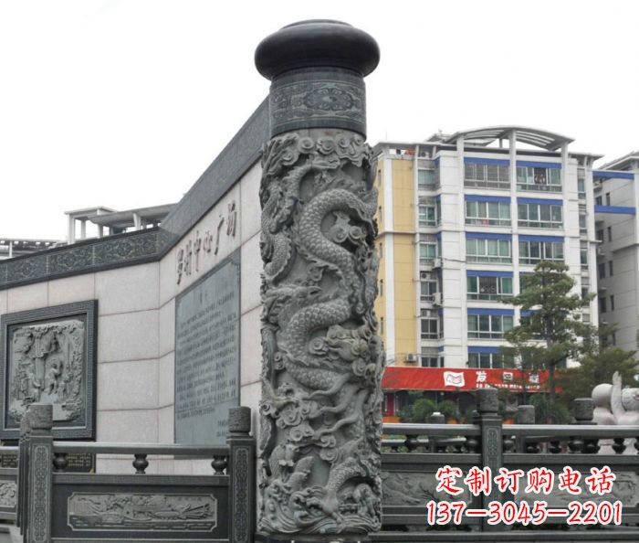 泉州公园景观仿古石雕龙柱