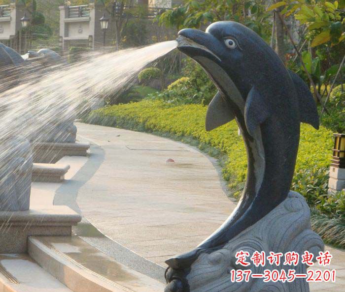泉州公园景观海豚喷泉石雕
