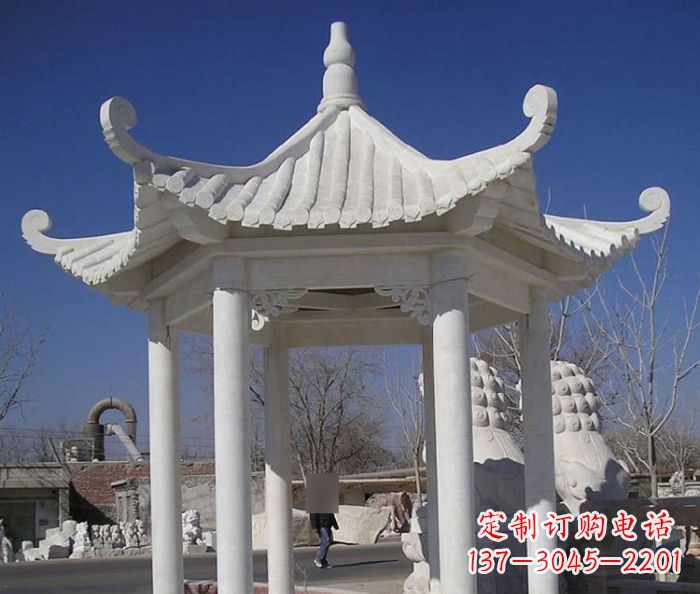 泉州汉白玉凉亭石雕