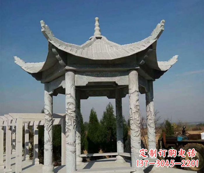 泉州公园景观六角凉亭石雕