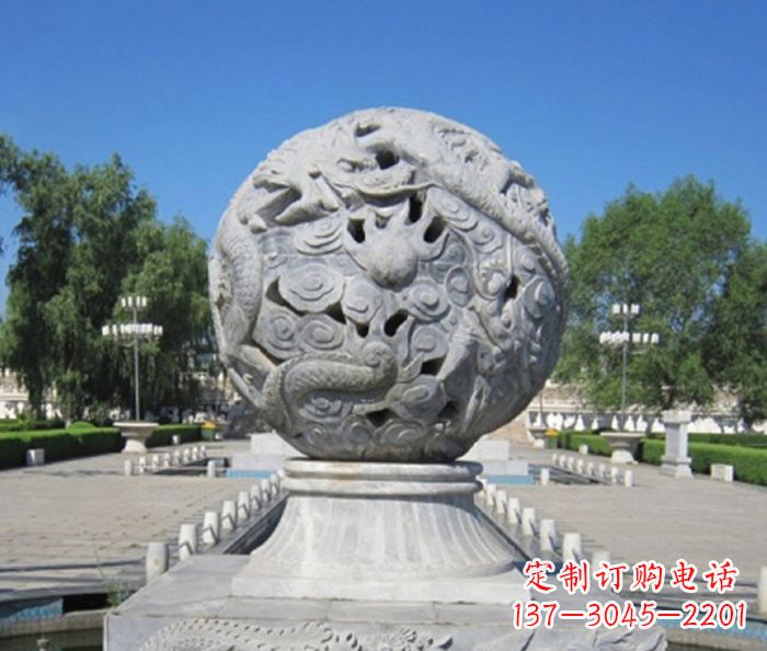 泉州公园景观龙浮雕球喷泉石雕