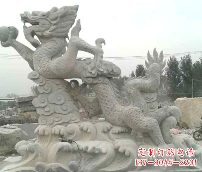 泉州精美青龙出水石雕