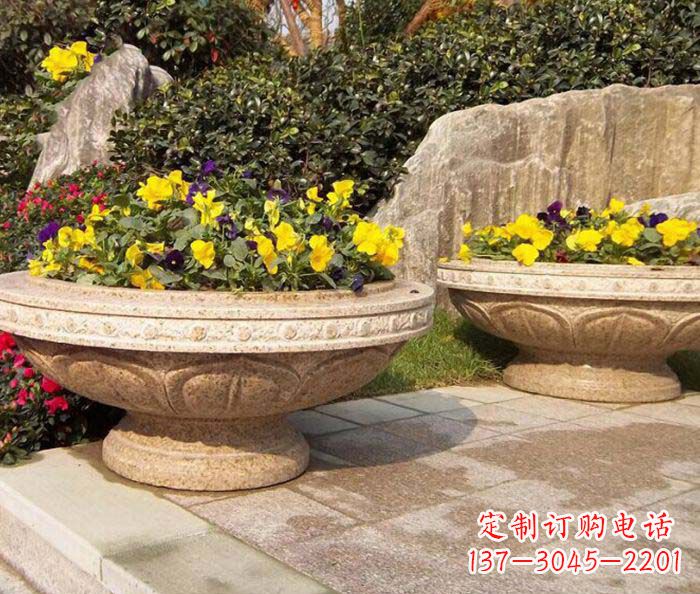 泉州公园景观砂岩花盆石雕 (2)