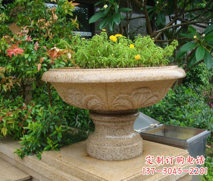 泉州公园景观砂岩花盆石雕 (3)